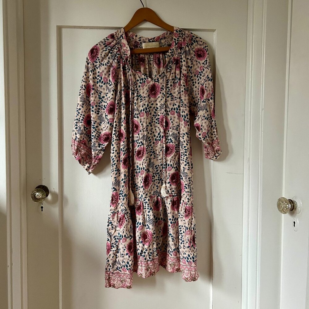 Natalie Martin Stevie Dress Vintage Flowers Cream Pink Floral Mini Boho Small